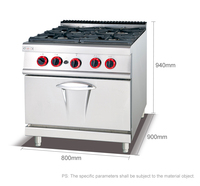 Peralatan Dapur Kompor Gas Berdiri, 4 Tungku Kompor Gas Independen Oven Gas Komersial 4 Tungku Gas Alam Empat Tungku Gas