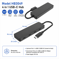 Hub USB-C 4 en 1, 4 Puertos Tipo-C, 5Gbps, Portátil, ABS, Divisor USB, Plug-and-Play, Expansión para Laptops y Tablets, en Stock