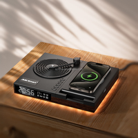 Pengisi Daya Nirkabel Multifungsi Pengisian Cepat Nirkabel Speaker Musik BT Jam Digital Mikrofon Output 15W Lampu Ambient