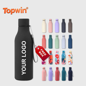 18oz Rubber Power Painting Small Mouth Stainless Steel <b>Coffee</b> Vaccum <b>Flask</b> Water Bottle for Hot Water with Rope Handle - Product Image 1