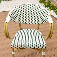 Chaise d'extérieur avec accoudoir pour patio, cadre en aluminium imitant le bambou, style français, bistro, café