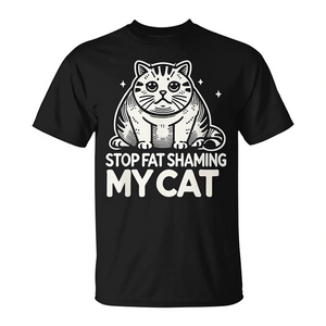 Camiseta con diseño de gatos gorditos y rellenitos, unisex, talla para adultos, Stop Fat Shaming My Cat - Product Image 2