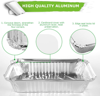 Barquette jetable en aluminium 6x5 pouces de qualité alimentaire avec couvercle, résistante au four, pour plats à emporter et cuisson, emballage alimentaire en gros