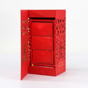Vente en gros boîte cadeau légère adaptée à toutes sortes de festivals boîte d'emballage cadeau rouge avec tiroir