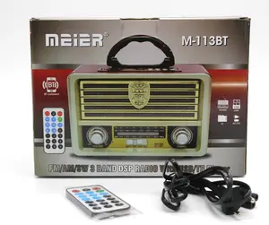 MEIER-Radio de madera M113BT, receptor de Radio Fm, Retro, con reproductor Usb