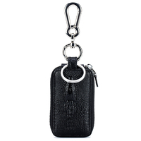 Porte-clés en cuir véritable pour homme avec blocage RFID, fermeture éclair, personnalisable avec logo, idéal pour les voyages