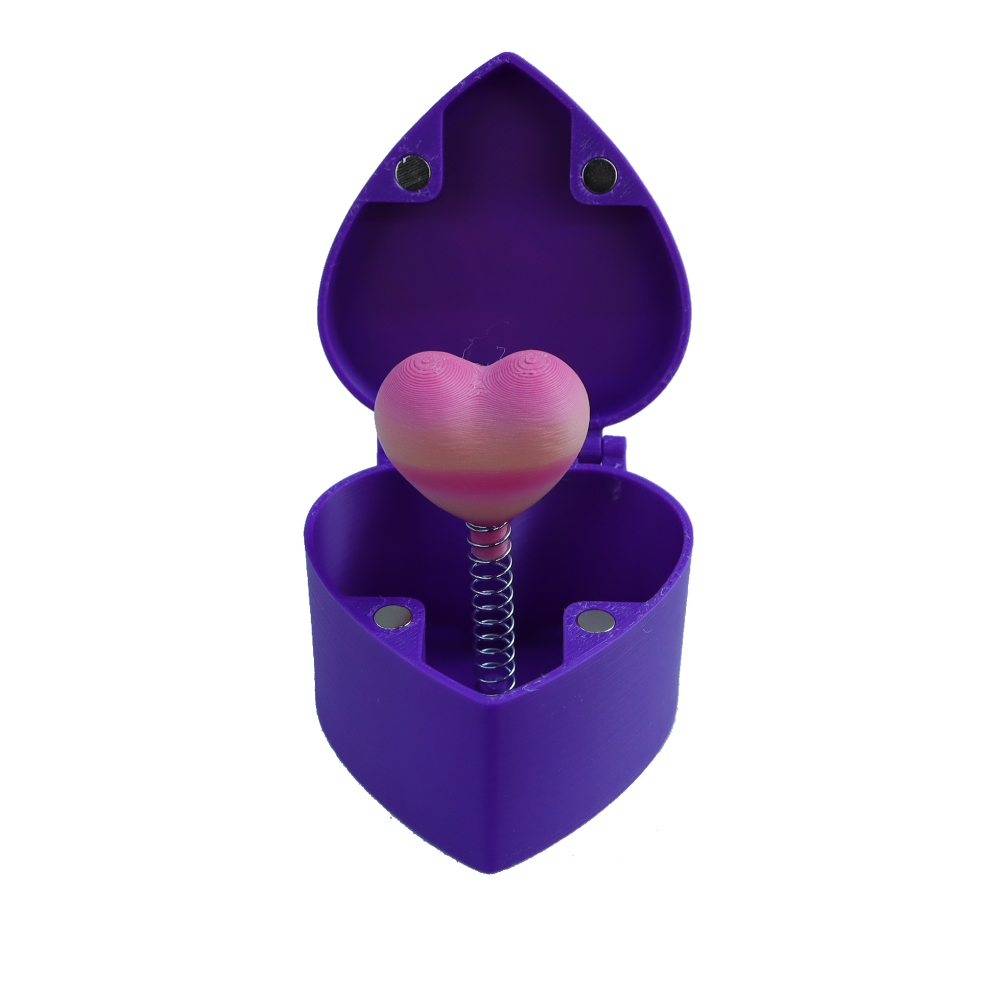 Boîte violette - coeur rose pêche