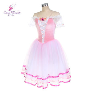 Romantico Tutù Lungo in Velluto Rosa 25013, Costume Preferito per Danza Giselle, Abito per Spettacoli di Danza - Product Image 4