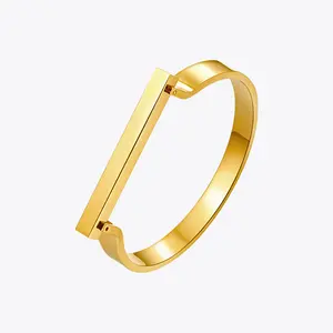High Quality 18K Gold Plated Stainless Steel Jewelry D Shape Bangle Cuff Bracelets B4243