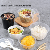 YUESHENG Bol en plastique PP jetable de 250 ml avec couvercle, style chinois, pour usage en restaurant, fabriqué en Chine, pour la soupe