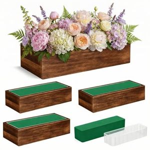 Wholesale 4 Set Modern Solid Wood Planter Box OEM ODM Custom Logo 12x4 Inch Rectangle Flexible Plastic <b>Liner</b> Home <b>Garden</b> Storage - Product Image 1