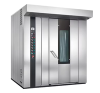 Nouveau four rotatif automatique électrique/gaz commercial avec 36 plateaux, 380V, contrôle PLC, thermostat réglable pour boulangerie et restaurant
