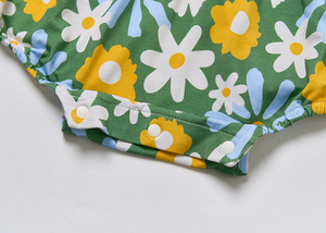 カスタム竹製ベビーガールズフリルロンパースジャンプスーツ、スモックバブルリトルガールズノースリーブロンパース、幼児用ロンパース、女の子用ロンパース - Product Image 5