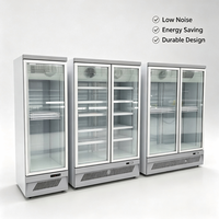 -18~-22 ℃   Congélateur vertical commercial à porte vitrée, refroidissement par air, vitrine multi-portes pour aliments surgelés, pour supermarché