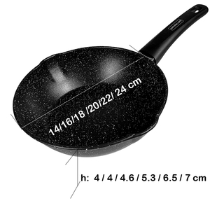 Sartén y olla antiadherente <span class=keywords><strong>de</strong></span> acero al carbono con doble Caño, sartén antiadherente <span class=keywords><strong>de</strong></span> <span class=keywords><strong>granito</strong></span>, sartén profunda para el hogar, <span class=keywords><strong>cocina</strong></span>, sartén para Fideos - Product Image 3