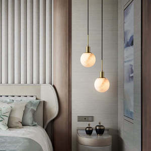 Lámpara Colgante Moderna de Mármol, Redonda, E27, LED, Acabado Dorado, para Dormitorio, Restaurante, Bar - Product Image 1