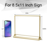 Porte-numéros de table de mariage en acrylique, portables, écologiques, dorés, lot de 6, 8,5x11, horizontaux, double face, support photo