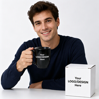 Tasses à café brillantes en céramique personnalisées avec logo pour promotion de marque, fabricant de mugs en porcelaine, 15-16 oz, vente en gros