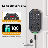 Serrure de porte intelligente Arpha D180W en laiton avec clavier à code BT, serrure électronique avec application Tuya et accès par empreinte digitale