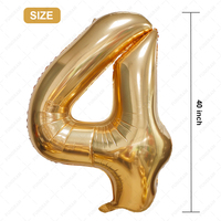 Fourniture de ballons ballons en aluminium numérotés de 40 pouces pour la décoration de cadeaux de fête d'anniversaire ballons gonflables ballons en aluminium numérotés en or d'Italie