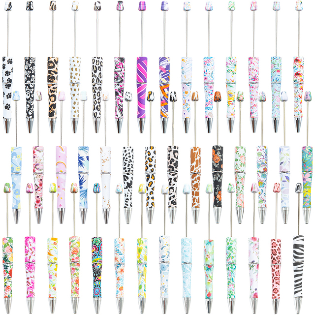 Factory Creative New Designs Decorative Beaded Plastic Printed Beadable Pen