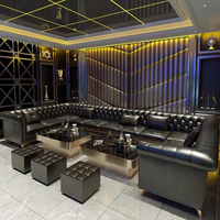 Ensemble de chaises et banquettes en bois pour restaurant, hôtel, café, avec mobilier de bar LED et canapé lounge BT720