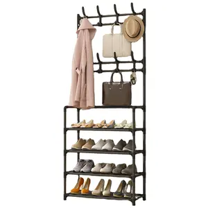 Jas Rekken Schoen Opslag Bench Rack Hall Boom Met 7 Haken En 4-Tier Schoenen Opslag