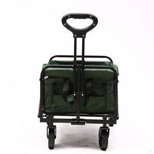 Chariot de camping pliable à grande capacité, robuste, avec cadre en acier, à quatre roues, pour le jardin, les pique-niques en plein air et le rangement - Product Image 5
