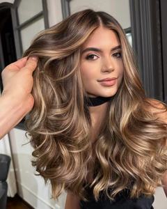 3x4 Lace Front Piano Highlights Body Wave <strong>Wig</strong> Dark Brown <strong>Wig</strong> with Blonde Highlights Chocolate Highlight Human Hair <strong>Wig</strong> - Product Image 2