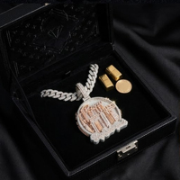Colgante de Lujo Personalizado de Plata 925 con Moissanita y Relieve 3D del Horizonte de Nueva York, Estilo Hip Hop, Medallón de Plata Esterlina con Incrustaciones de Diamantes para Hombre
