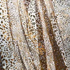 Fashion Designs Fabric Fornecedor Ouro Leopard Dots Foil Print Respirável Francês Lace Wedding Dress Tule Fabric