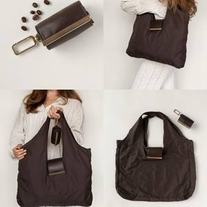 2026 New Arrival Custom Roll up Portable <b>Foldable</b> Under Recycled Nylon Shoulder <b>Bag</b> with Keychain Large Capacity <b>Shopping</b> <b>Bag</b> - Product Image 2