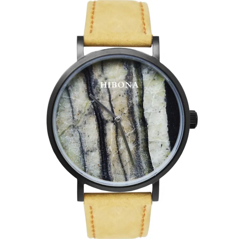Oem Manufacturer Blue Meteorite Genuine Leather Strap Watches Dial Thin Quartz Watch