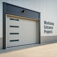 Porte de garage électrique à enroulement en aluminium gris clair avec quatre fenêtres étroites pour les projets d'entrée de villas, d'usines et d'ateliers