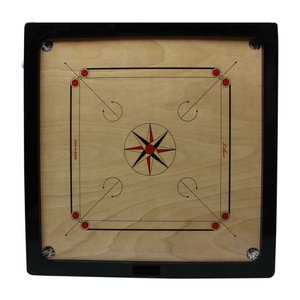Plateau de Carrom en bois, bordure de 2 x 1,5 pouces, surface de jeu lisse, jeu familial classique de frappe et de poche pour l'intérieur - Product Image 1