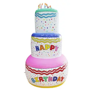 Customize inflatable birthday cake, inflatable plastic birthday cake for promotion