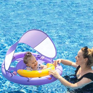 Bouée de piscine pour bébé sur le thème de la pieuvre violette avec auvent solaire amovible UPF50+ et siège de sécurité réglable - Product Image 6