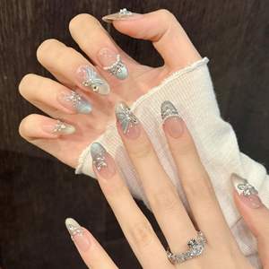 Nouveau modèle lancé : Effet miroir, œil de chat, dégradé, éclat lumineux, flash intense, luxe, élégant, pur fait main, press-on, stiletto, papillon - Product Image 6