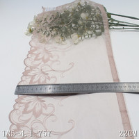 Bordure en dentelle brodée en maille de haute qualité, 22 cm, blanc et violet clair, pour vêtements sexy et accessoires de sac