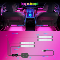 Lumières LED de voiture YiLaie, éclairage intérieur LED multicolores avec application et mode DIY, synchronisation musicale, kit d'éclairage USB sous le tableau de bord pour voitures