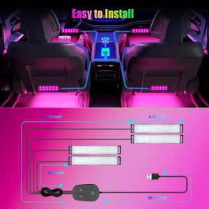 Lumières LED de <span class=keywords><strong>voiture</strong></span> YiLaie, éclairage intérieur LED multicolores avec application et mode DIY, synchronisation musicale, kit d'éclairage USB <span class=keywords><strong>sous</strong></span> le tableau de bord pour voitures - Product Image 3