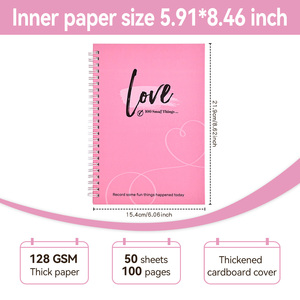Carnet de souvenirs promotionnel 100 rendez-vous A5, reliure spirale, couverture en papier, journal de couple, 52 feuilles, autocollants, Saint-Valentin - Product Image 6