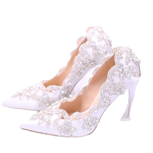 Sandales élégantes de luxe pour femme, à bride en T, pour mariage, été-automne 2026, nouveaux talons pointus, strass, fleurs, paillettes, en PU résistant - Product Image 1