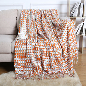 INSHARE Printing Logo Gemütliche warme Farben Home Decor Bett Sofa Super weich gestrickt strukturierte Acryl Überwurf decken mit Quaste - Product Image 1