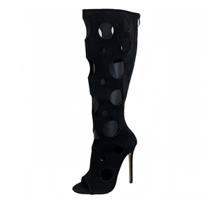 Botas de Verano 2025 con Punta Abierta y Tacón de Aguja, Negras, Estilo Japonés, Sensuales y a la Moda - Product Image 6