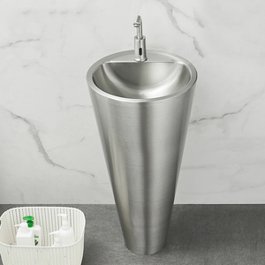 Évier conique sur pied moderne en acier inoxydable 304 avec drain, lavabo <span class=keywords><strong>de</strong></span> luxe autoportant pour salle <span class=keywords><strong>de</strong></span> bain, hôtel, bar, KTV, usage commercial et artistique - Product Image 3