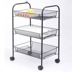 Wire Easy Assemble Utility Cart Storage <b>Trolley</b> Iron Multifunction Rolling Cart Mesh Kitchen Bathroom Laundry Room 3-tier Metal - Product Image 6