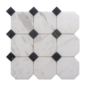 Mosaico <span class=keywords><strong>de</strong></span> Mármol Negro para Decoración <span class=keywords><strong>de</strong></span> Paredes, <span class=keywords><strong>Parquet</strong></span> <span class=keywords><strong>de</strong></span> Piedra Natural 305x305mm 7MM Mate Pulido, Diseño Moderno Rústico - Product Image 2