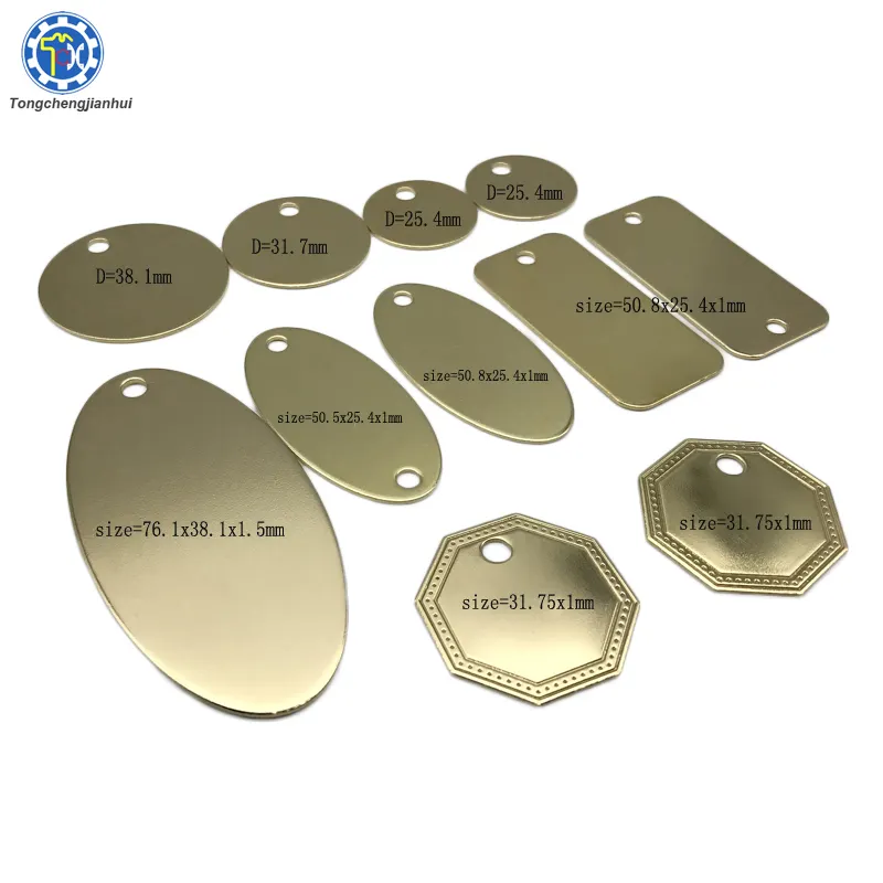 Wholesale Polished Stainless Steel Brass Rectangle Blank Tag Plate Label With Holes
