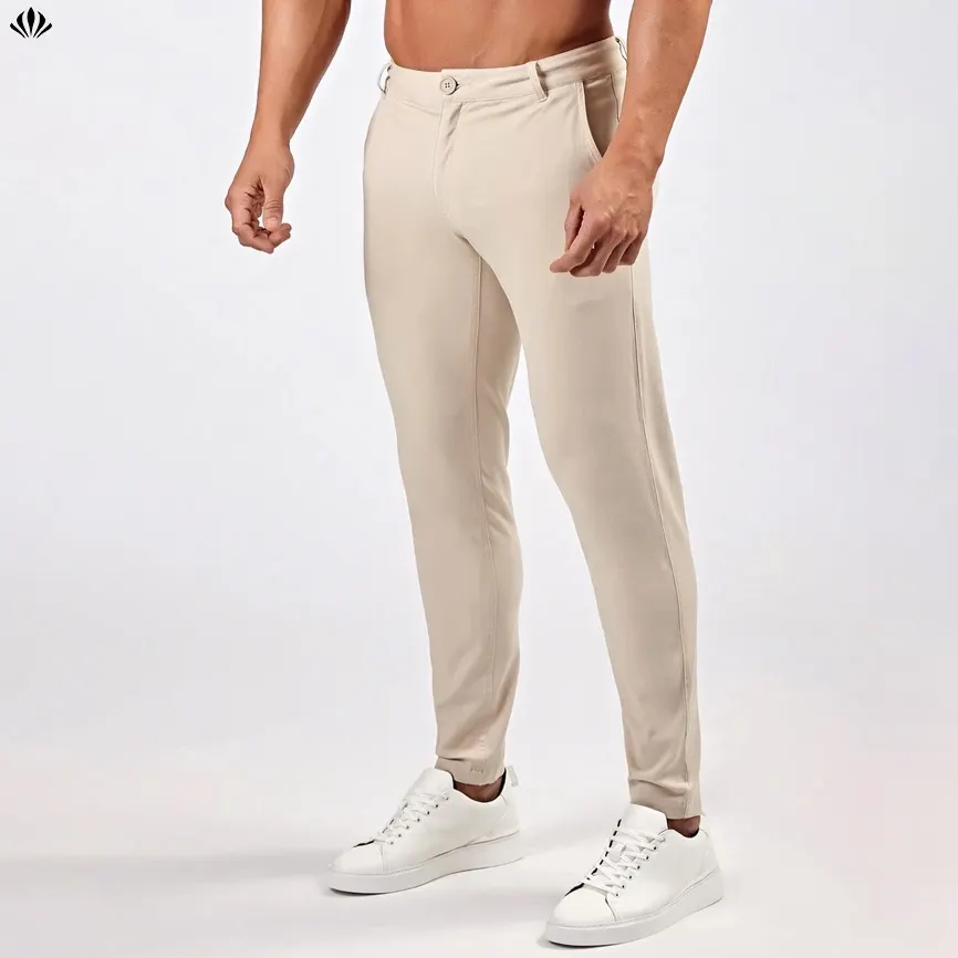 आवश्यक पेशी फिट Chino पतलून पैंट 4 रास्ता खिंचाव पुरुषों आकस्मिक पैंट